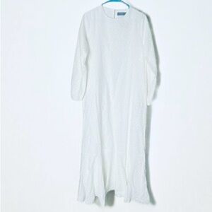 REFKA Casual Off-White Eyelet Embroidery Maxi Dress - Fully Lined - NWT Size 6